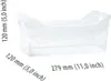 A clear, studio shot of a transparent plastic storage bin with dimensions indicated by text overlays. Anteprima dell’immagine prodotto