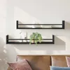 Étagère murale vidaXL, lot de 2, noir aspect chêne, 80 x 16 Voir les images du produit 2