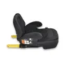 A black car seat booster with yellow Isofix connectors, shown from the side. Produktbild-Vorschau