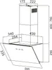A technical drawing with dimensions of a kitchen hood. Voir les images du produit