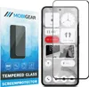 A product shot showing the packaging for a screen protector and the screen protector itself placed over a smartphone screen. Produktbild-Vorschau
