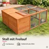 Faltbarer Kaninchenstall Braun mit Freilaufgehege & Produktbild-Vorschau 2