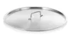 A stainless steel pot lid with a handle, shown from a slightly elevated angle on a white background. Produktbild-Vorschau