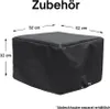 A black cover for a table or similar object, with dimensions indicated. Produktbild-Vorschau