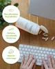 A bottle of Zeolith MED Detox Kapsel is shown next to a keyboard and a laptop, with three circular callouts highlighting product features. Produktbild-Vorschau
