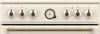 A close-up view of the control panel of a cream-colored oven, featuring several rotary knobs and a clock. Voir les images du produit