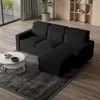 A modern living room with a black sectional sofa, a coffee table, and a rug. Produktbild-Vorschau