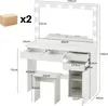 CLIPOP Schminktisch mit Hocker, 105x40x140cm 4 Schubladen Produktbild-Vorschau 2