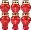 Grablicht aus Glas in Herzform Rot 6er-Pack Grabkerze 30h Produktbild-Vorschau 1