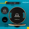 A balance board with various measurements and branding displayed against a teal and yellow background. Voir les images du produit