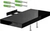 A black floating shelf with its mounting hardware, including screws and wall anchors. Náhled obrázku produktu