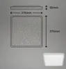 Diagram showing the dimensions of a square LED ceiling light, with a small illustration of the light at the bottom right. Produktbild-Vorschau