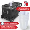 A product shot of a cooler box with accompanying marketing text and accessories. Produktbild-Vorschau