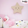 A cute star-shaped LED night light is mounted on a pink wall above a crib with a plush flamingo toy and a polka-dot pillow. Náhled obrázku produktu