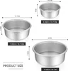 A product size chart showing three round cake pans with dimensions labeled. Produktbild-Vorschau