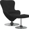 vidaXL Tabouret œuf avec repose-pieds Noir Velours Voir les images du produit 1
