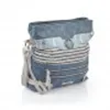 A blue shoulder bag with a woven pattern and gray accents is shown against a white background. Anteprima dell’immagine prodotto
