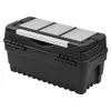 A black plastic toolbox with a silver and gray lid, shown from a slightly elevated side angle on a white background. Náhľad obrázku produktu