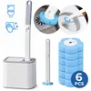 Szczotka do WC z 6 gąbkami Szary plastik z uchwytem Podgląd zdjęcia produktu 1