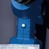 Close-up of a blue power tool with an illuminated LED light. Produktbild-Vorschau