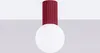 A ceiling light fixture with a ribbed burgundy top and a white spherical light bulb. Produktbild-Vorschau