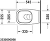 A technical drawing with dimensions of a toilet bowl. Produktbild-Vorschau