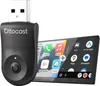 A black Ottocast wireless CarPlay/Android Auto adapter is shown next to a car infotainment screen displaying app icons. Produktbild-Vorschau