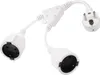 A white electrical splitter with one plug and two sockets, shown against a white background. Voir les images du produit