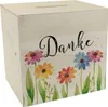 Blumen Spardose aus Holz mit Spruch Danke Produktbild-Vorschau 1
