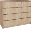 A dresser with multiple drawers, shown from the front.