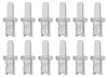A group of clear plastic coffee machine milk frother components arranged in two rows against a white background. Produktbild-Vorschau