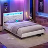 AODEMOKO Bett 140 X 200cm mit LED Beleuchtung, Polsterbett Produktbild-Vorschau 2