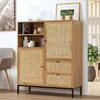 CALICOSY - Buffet Haut avec Façades en Rotin Naturel - L100 Voir les images du produit 2