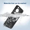 A black phone case is being washed in water, with bubbles and splashes indicating it is washable. Produktbild-Vorschau