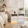UnboxG 2er Set Nachttische Weiß – Nachttisch mit LED, USB & Produktbild-Vorschau 3