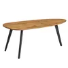 A coffee table with a wooden top and black metal legs, isolated on a white background. Voir les images du produit