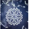 A neon snowflake decoration is shown against a dark, misty background, with frosted branches in the foreground and background. Podgląd zdjęcia produktu