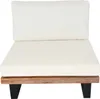 A single outdoor lounge chair with cream-colored cushions on a wooden base with black legs. Produktbild-Vorschau
