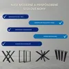 An image showcasing different styles of black table legs against a light gray concrete background, with text highlighting product features. Náhľad obrázku produktu