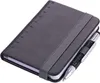 A black notebook with a ruler marking on the cover and a multi-tool pen attached by an elastic band. Produktbild-Vorschau