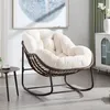 Outdoor Rattan Schaukelstuhl, Gartenliegestuhl,Polsterte Produktbild-Vorschau 1
