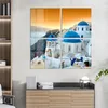 DEQORI Glasbild Echtglas 4x50x50 cm 'Blaue Kuppeln von Oia' Produktbild-Vorschau 3