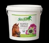 A white bucket of Stiefel Teufelskralle Pellets with an image of a horse and flowers on the label. Produktbild-Vorschau