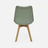 Rear view of a single light green chair with wooden legs, isolated on a white background. Produktbild-Vorschau