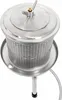 A stainless steel fruit press sits on a white background. Produktbild-Vorschau