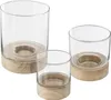 Set aus 3 Windlichtern "Sommer" - Glas und Holz - Produktbild-Vorschau 1