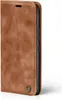 A brown flip cover phone case is shown from the side. Produktbild-Vorschau
