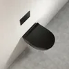Schwarze randlose Toilettenschüssel, Soft-Close-Sitz, Produktbild-Vorschau 2