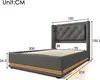 A diagram of a bed with dimensions indicated. Náhled obrázku produktu