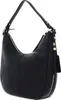 A black leather handbag is shown against a white background. Voir les images du produit